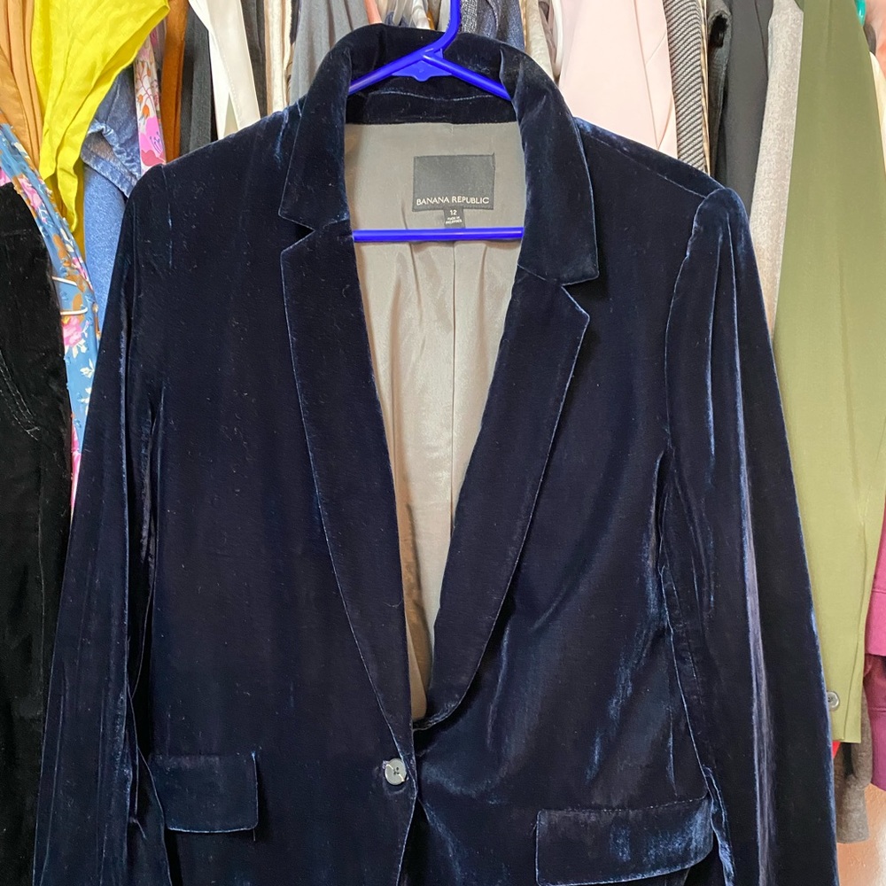 Banana Republic Blue Velvet Blazer